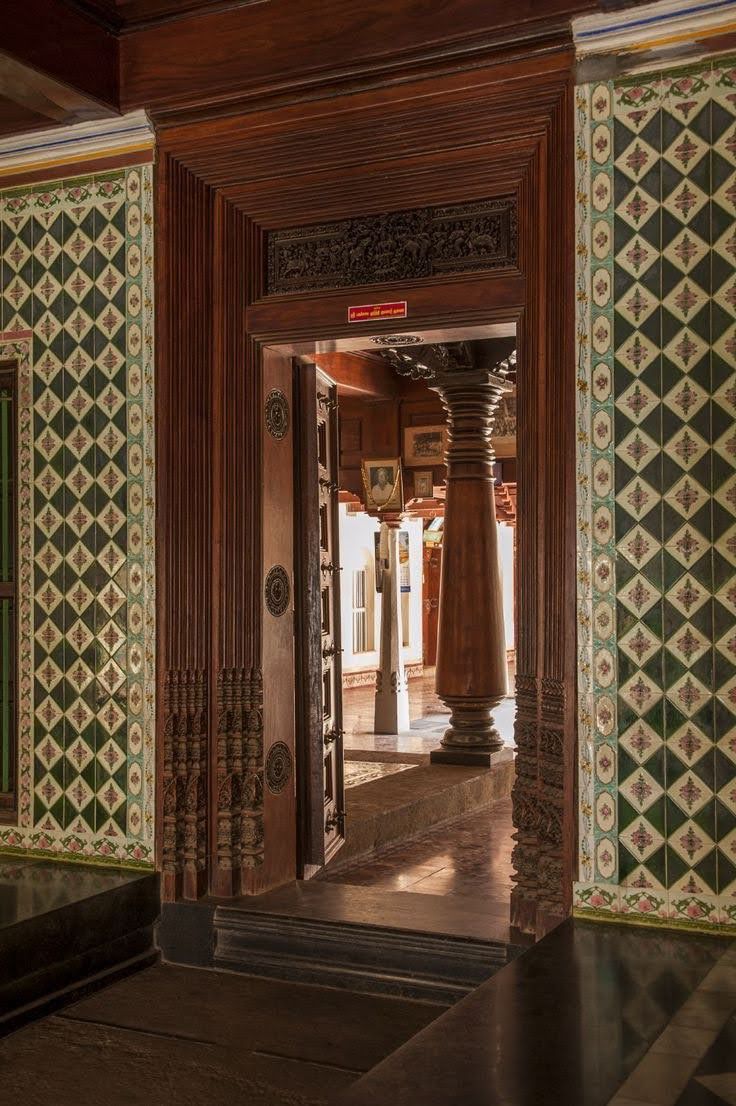 Traditional carved wooden doorway entrance decoration