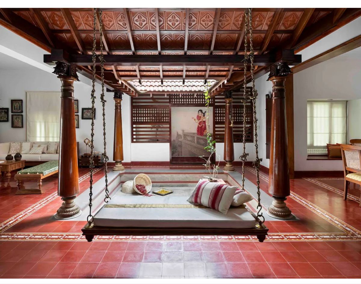 Indian swing details and teak columns decoration
