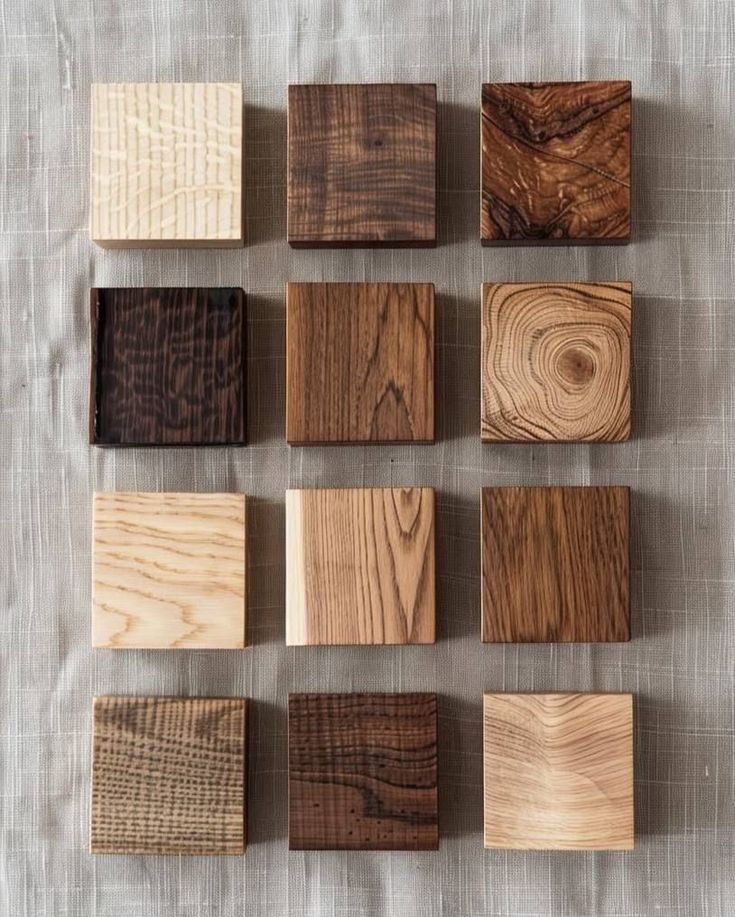 Grid of wood block texture samples